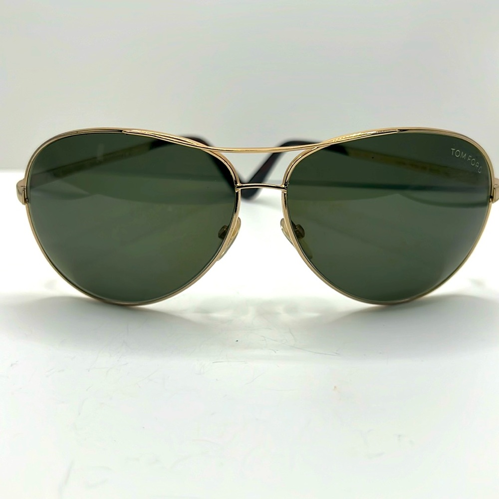 TOM FORD CHARLES TF35 852 62mm Mens Women Large PILOT Sunglasses GOLD DARK GREEN